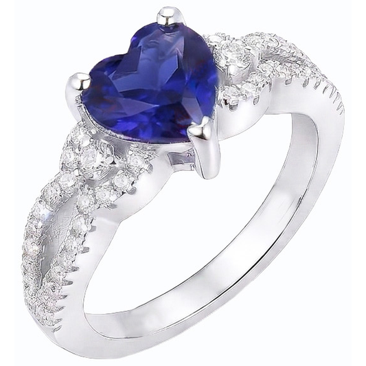 Gemstone Ceylon Sapphire Engagement Ring & Round Natural Earth Mined Diamonds 4.50 Carats