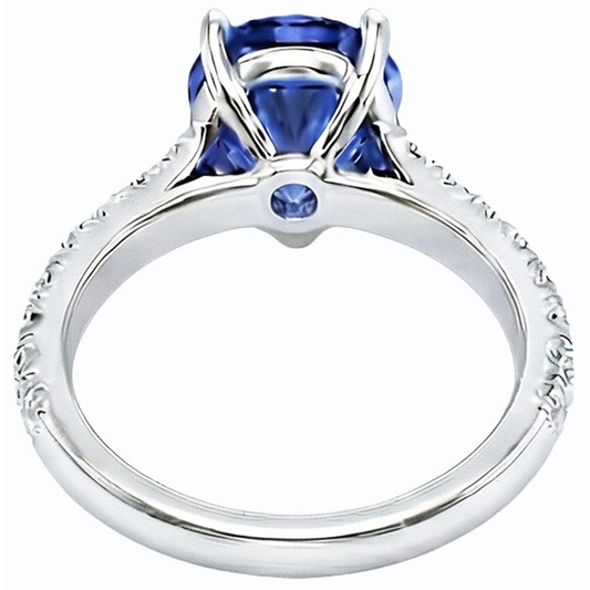 natural round sapphire 3.50ct ring front view