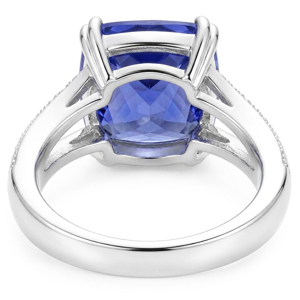 Gemstone Jewellery Cushion Sapphire Ring 4 Carats Split Shank Jewellery