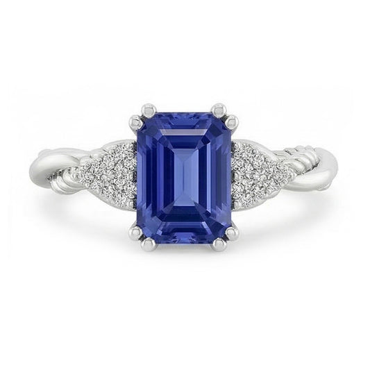 Gemstone Jewellery Emerald Sapphire Ring Twisted Rope Style 2 Carats