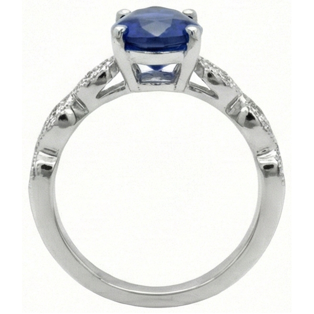 Gemstone Jewellery Pear Ceylon Sapphire Ring With Natural Earth Mined Diamonds 2.50 Carats