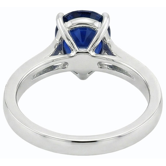 natural round sapphire 2.50ct ring front view