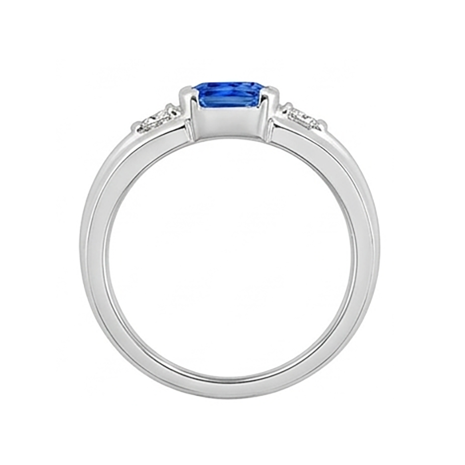Gemstone Mens Ring Princess Natural Earth Mined Diamond Gold Bar Set Blue Sapphire 1.75 Ct