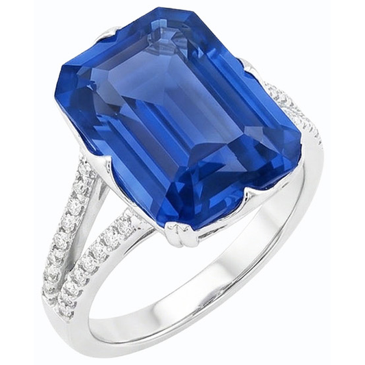 Gemstone Ring Emerald Blue Sapphire Split Shank 5.50 Carats Jewellery