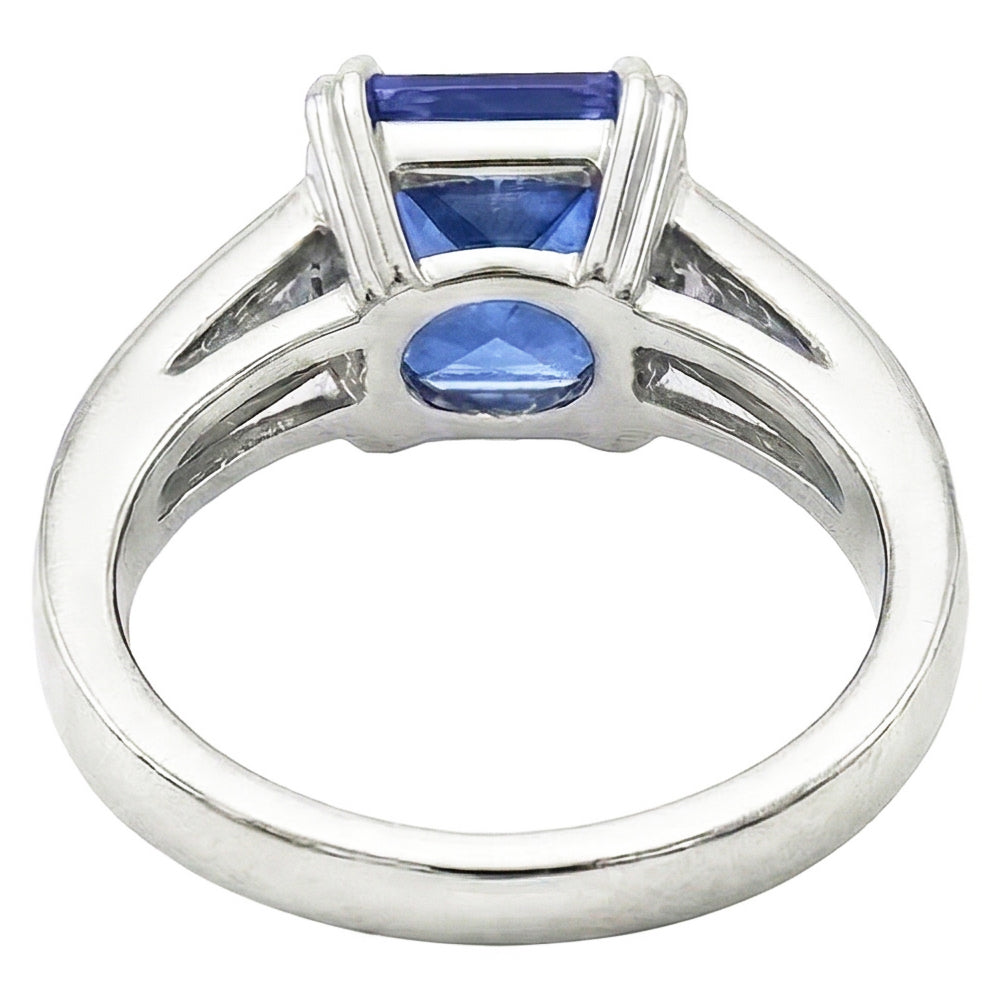 Gemstone Ring Radiant Sapphire Channel Set Trapezoid Natural Earth Mined Diamonds 5 carats