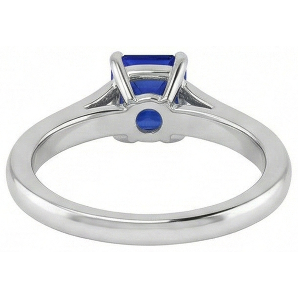 Gemstone Solitaire Ring 1.50 Carat Tapered Shank Emerald Blue Sapphire