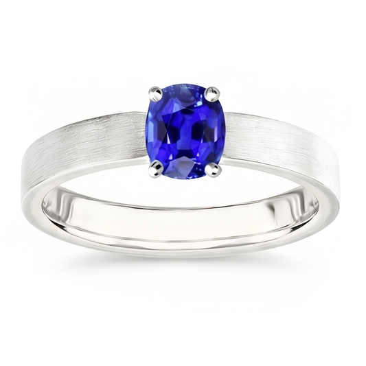Gemstone Solitaire Ring Oval Natural Blue Sapphire 1.50 Carats