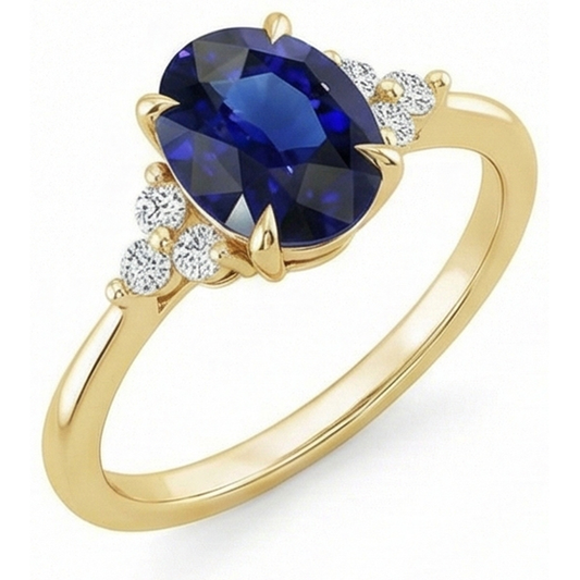 natural round sapphire 3.50ct ring side angle