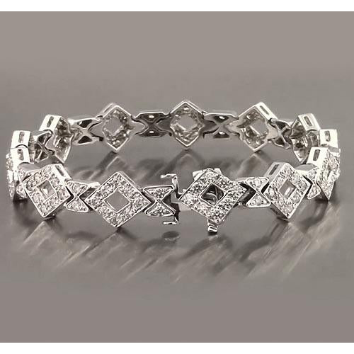 Gents White Gold Real Diamond Bracelet 3.50 Carats Jewelry New