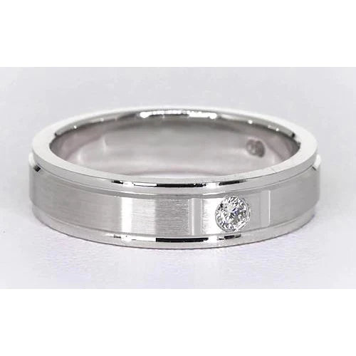 Genuine 0.25 Carats Gypsy Round Brushed Finish Anniversary Band White