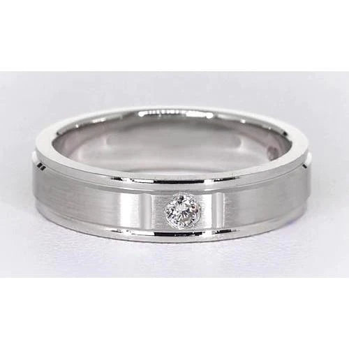 Genuine 0.25 Carats Gypsy Round Brushed Finish Anniversary Band White Gold 14K