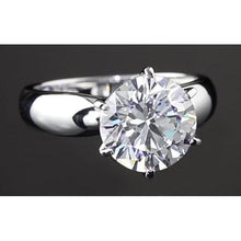 Genuine 3 Carats Solitaire Engagement Ring Prong Setting White