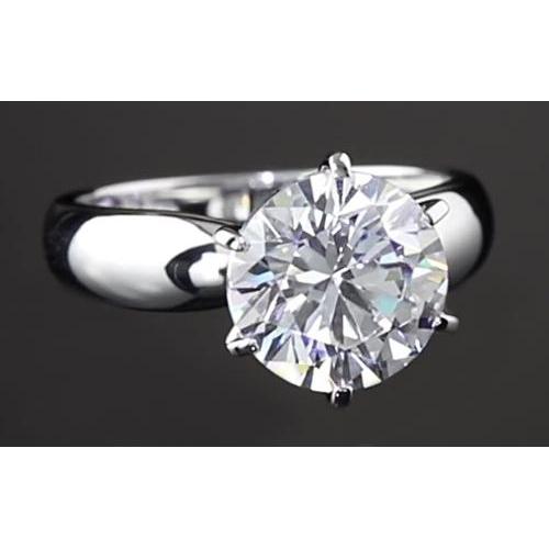 Genuine 3 Carats Solitaire Engagement Ring Prong Setting White