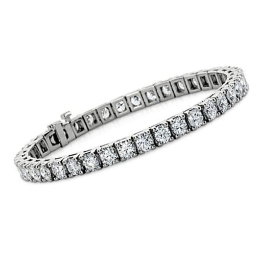 Genuine 8 Carats Round Diamond Ladies Bracelet White Gold