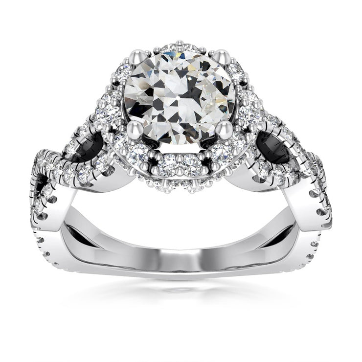 Genuine 8.50 Carats Halo Round Old Miner Diamond Prong Infinity Style