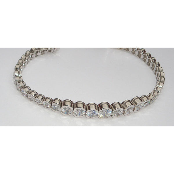 Genuine 8.80 Carats Diamond Tennis Bracelet Vs Graduated Bezel