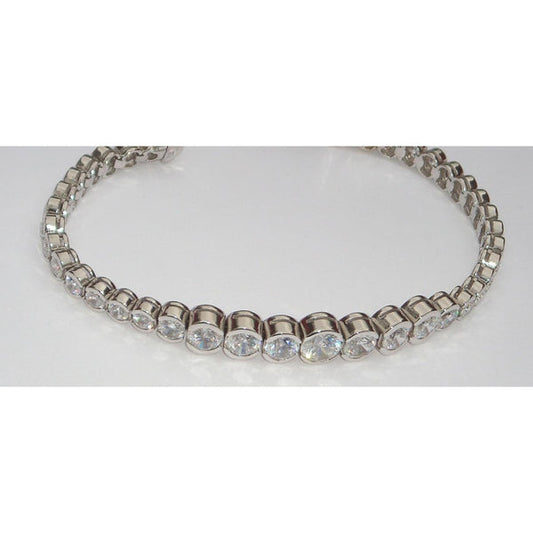 Genuine 8.80 Carats Diamond Tennis Bracelet Vs Graduated Bezel