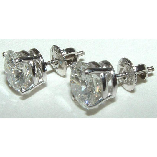 Genuine Big Diamond Stud Earring 5.02 Carats Diamond Platinum