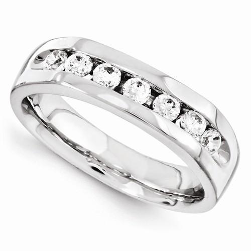 Genuine Diamond Band Channel Set 0.70 Carats White Gold 14K