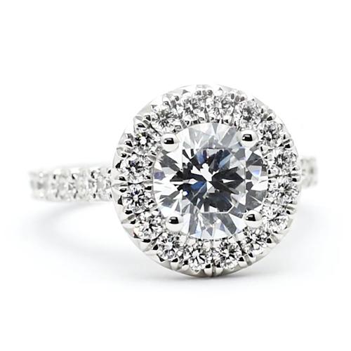 Genuine Diamond Engagement Ring 3 Carats Halo Round Cut