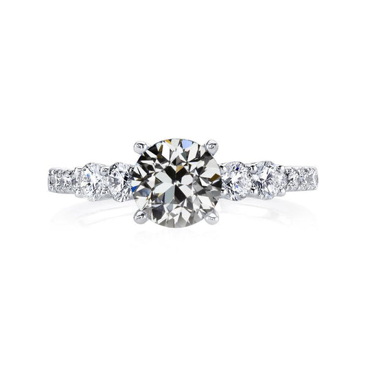 Genuine Diamond Engagement Ring Round Old Mine Cut White Gold 5 Carats