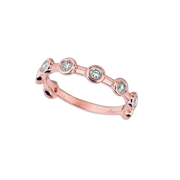 Genuine Diamond Half Eternity Bubble Ring Band 0.50 Carats Bezel 14K Rose Gold