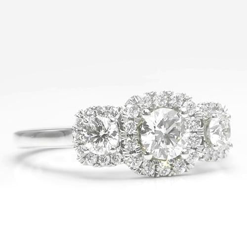 Genuine Diamond Halo Ring 2.75 Carats Prong Setting White Gold