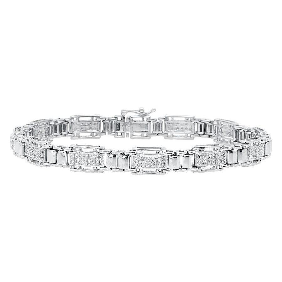 Genuine Diamond Men Bracelet Solid White Gold Fine Jewelry 4.20 Carats