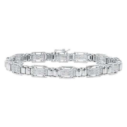 Genuine Diamond Men Bracelet Solid White Gold Fine Jewelry 4.20 Carats