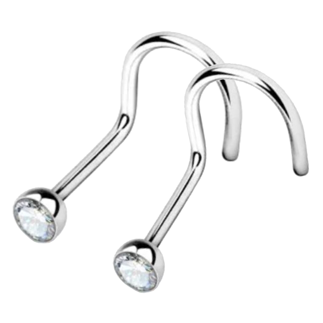 Genuine Diamond Nose Pin Set Cork Screw Style