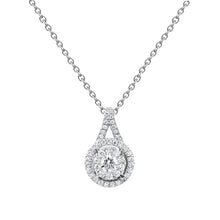 Genuine Diamond Pendant Necklace With Chain Prong Setting 2 Carat WG 14K
