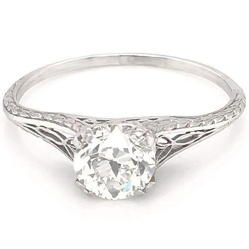 Diamond Solitaire Engagement Ring 1 Carat Filigree White Gold 14K