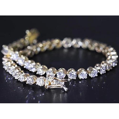Genuine Diamond Tennis Bracelet 8 Carats Yellow Gold Women Jewelry