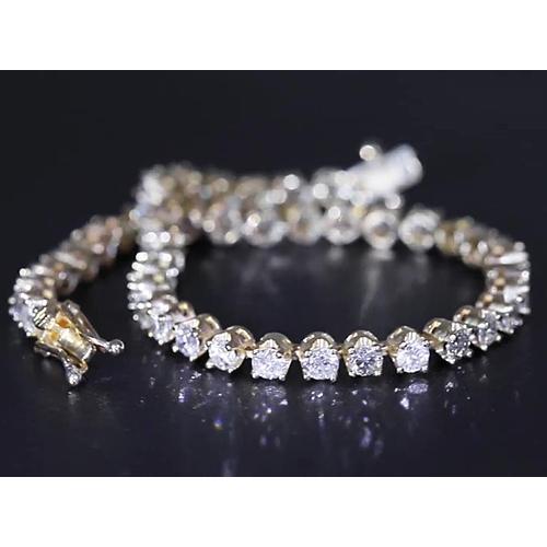 Genuine Diamond Tennis Bracelet 8 Carats F Vs1 Yellow Gold