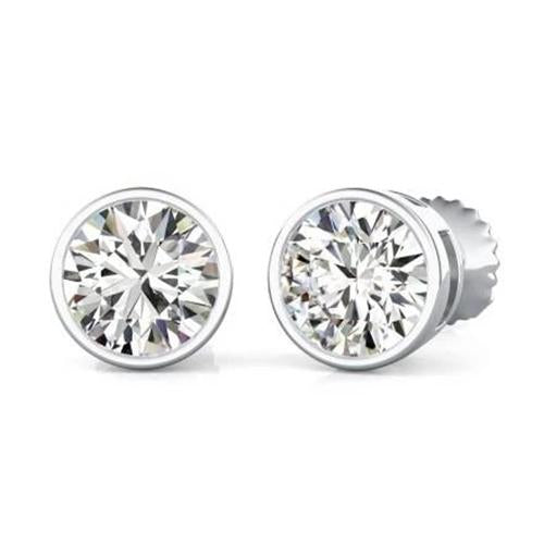 Genuine Diamond Women Stud Earrings 2.40 Carats White Gold