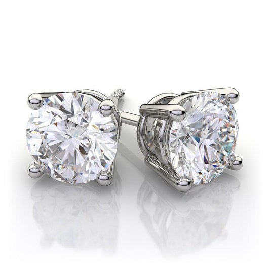 Genuine Diamond Women Stud Earrings 4 Carats White Gold