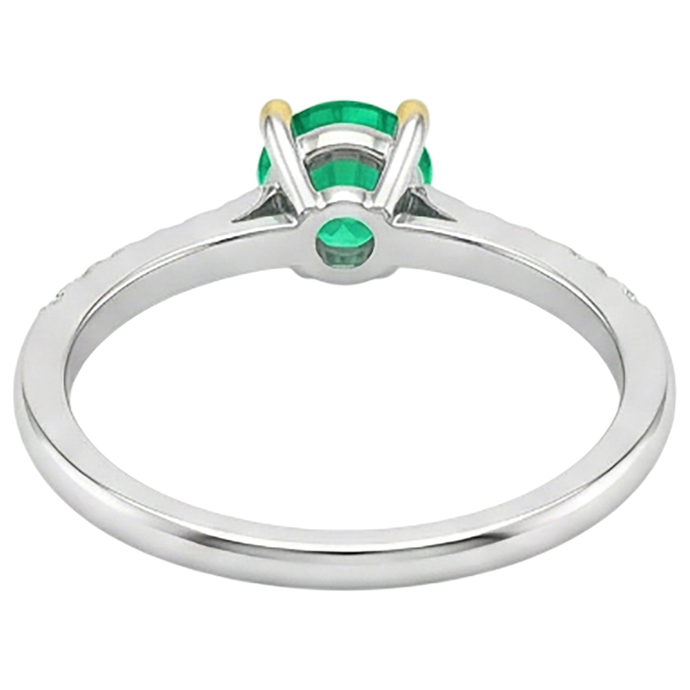 Emerald Precious Stone Ring 1-ct 14 Karat Two Tone Gold – back view