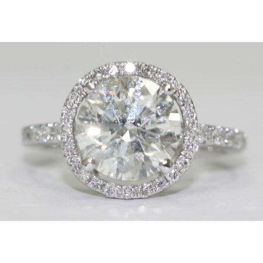 natural round diamond 3.50ct ring front view
