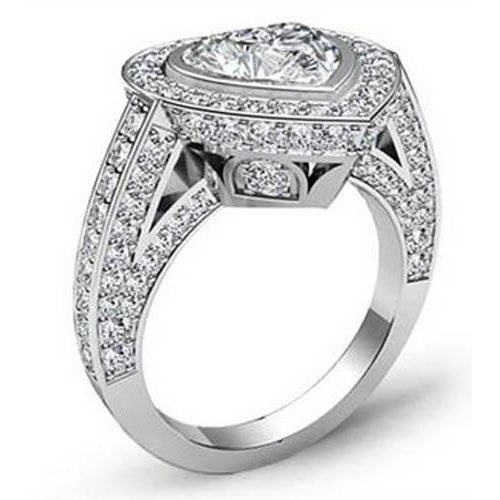 natural round diamond 6.35ct ring side angle