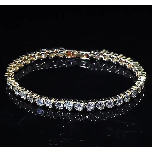 Genuine Ladies Diamond Tennis Bracelet 8 Carats Yellow Gold 14K Jewelry