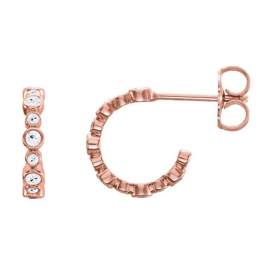 Genuine Ladies Open Hoop Earrings Old Miner Diamonds 13.50 Carats Rose Gold
