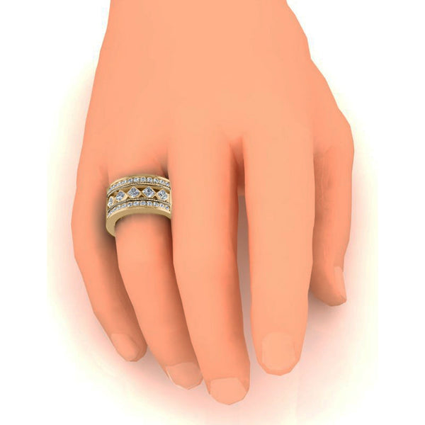 Genuine Men's Ring Rope Wave 5 Stone Band Black Gold Accents 3.75 Carats