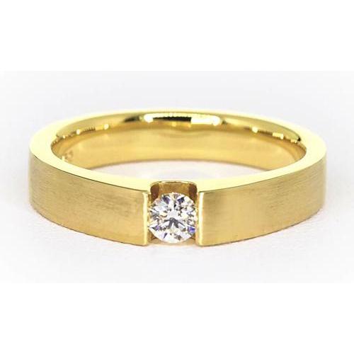 Genuine Men's Ring Yellow Gold 14K 0.75 Carats Tension Set
