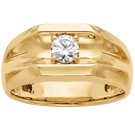 Genuine Natural Earth Mined DIAMOND ( NOT LAB GROWN ) Solitaire Engagement Men's Ring 0.50 Carats Yellow Gold 14K