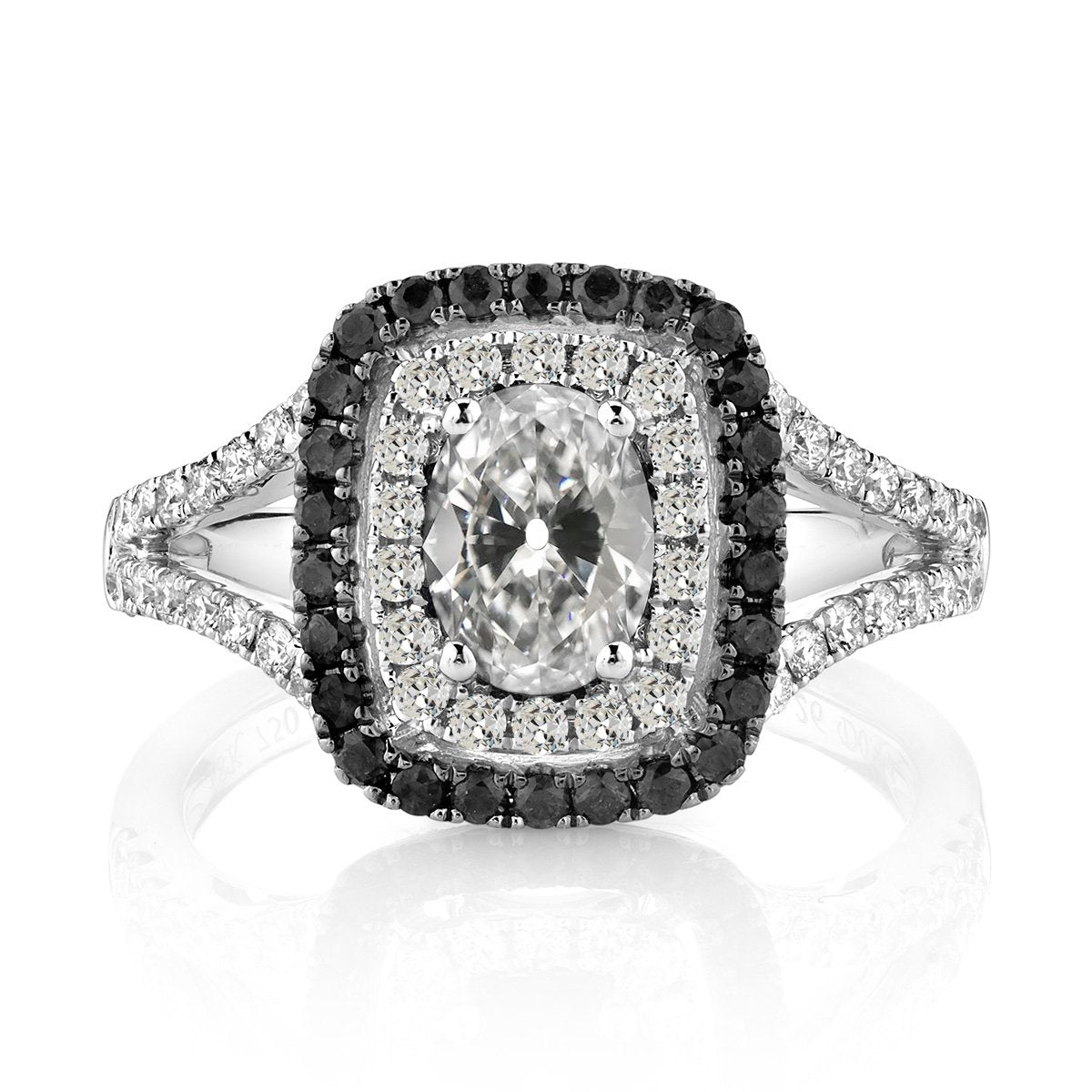 Genuine Oval Old Miner & Round Black Diamond Halo Ring Split Shank 7 Carats