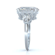 Genuine Oval & Pear Diamond 8 Carats 3 Stone Engagement Ring White Gold 14K