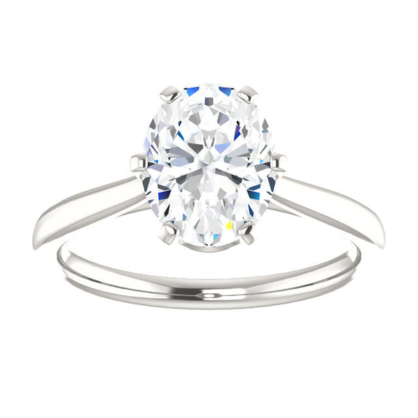 Genuine Oval Solitaire Engagement Ring 5 Carats Tapered Shank Jewelry