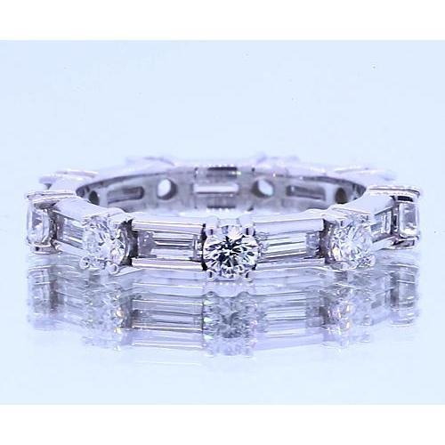 Genuine Round Diamond & Baguettes Anniversary Band 2.70 Carats Jewelry 3