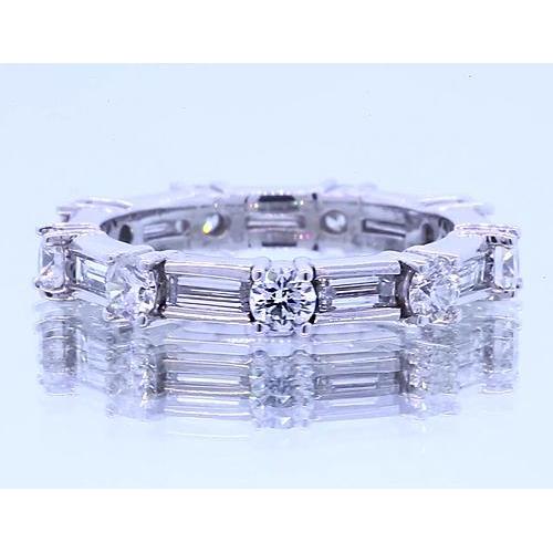 Genuine Round Diamond & Baguettes Anniversary Band 2.70 Carats Jewelry