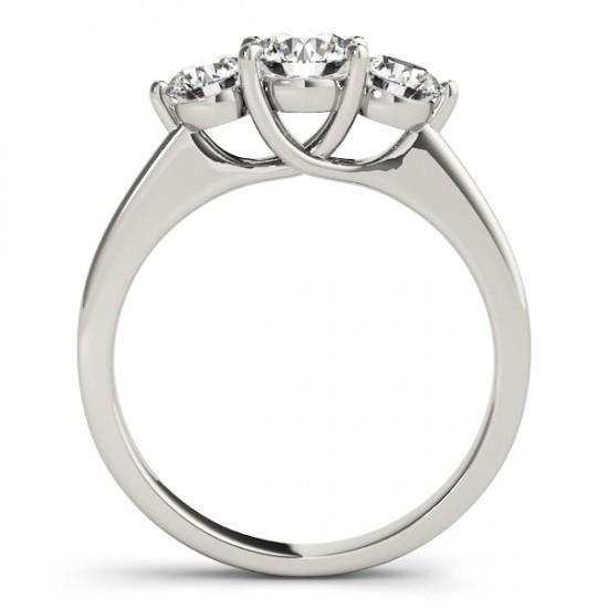 Genuine Round Diamond Three Stone Engagement Ring 2 Carat White